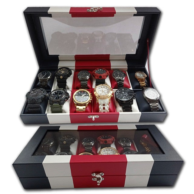 🕰️ Watch Storage Box Tricolor – Organizador para 12 Relojes