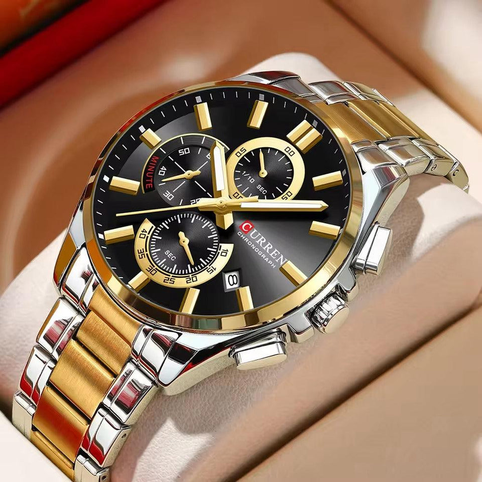 🔥Curren Black &amp; Gold Chronograph